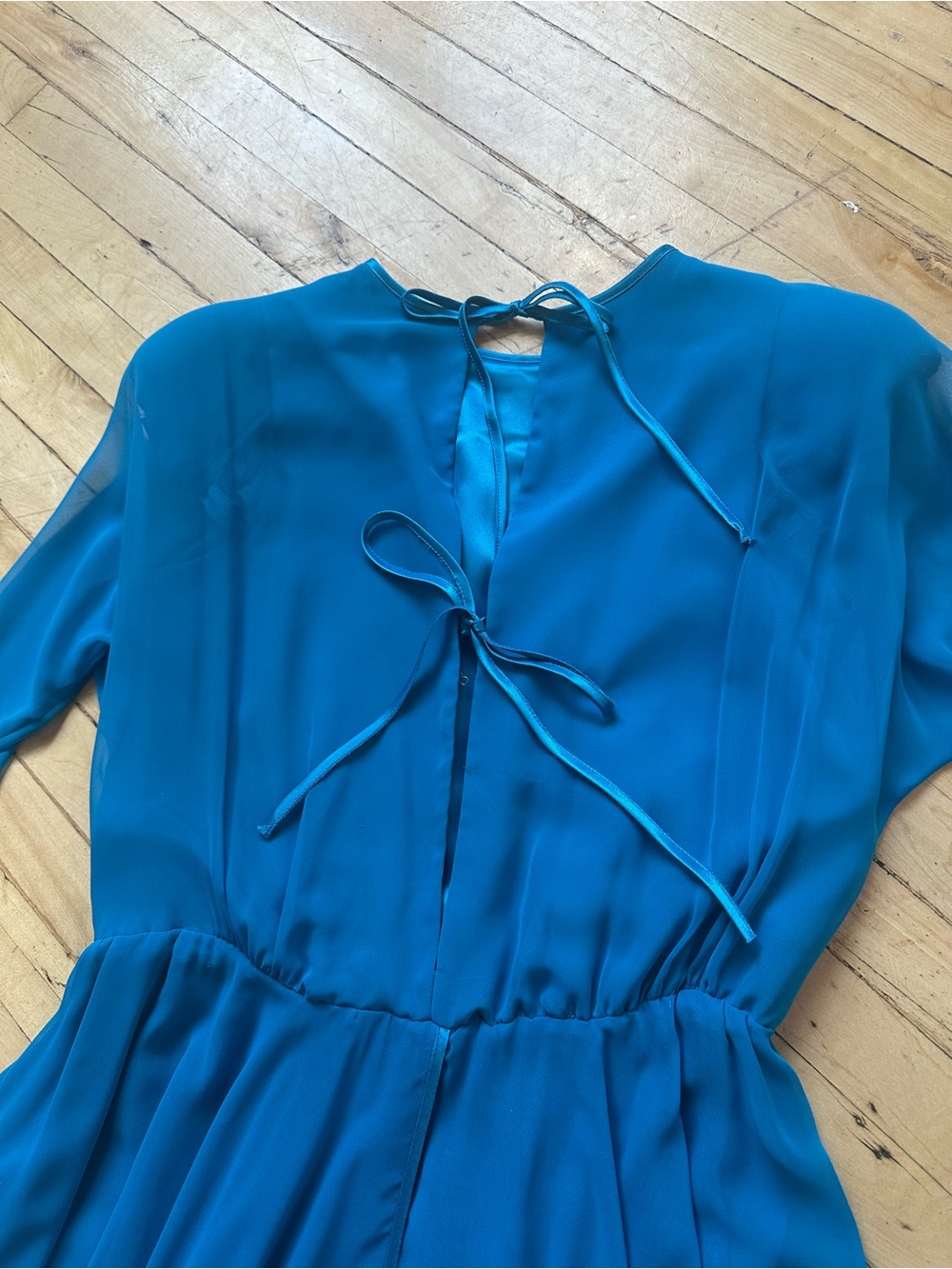 Wayne Clark Teal Blue Long Sleeve Maxi Dress - Picture 8 of 12